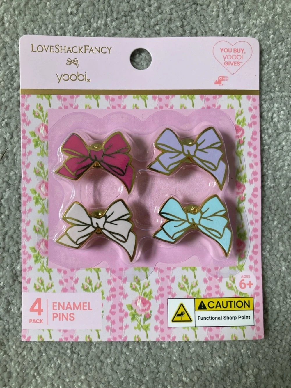 IN-HAND | LoveShackFancy x Target Yoobi 4-Pack Bow Enamel Pins